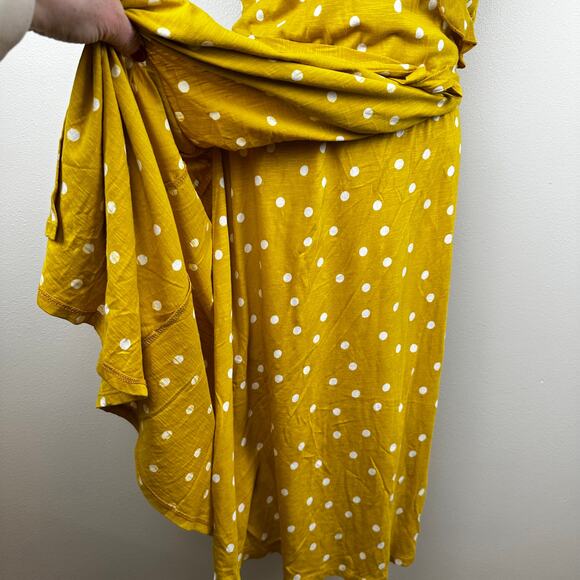 Boden Jodie Wrap Dress Sleeveless Ruffle Polka Dot Cotton Yellow 10L Tall Boho - Picture 7 of 14